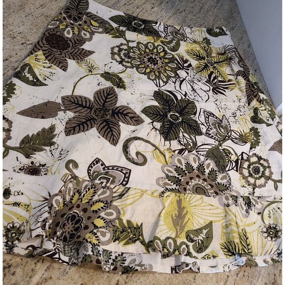 New! Christopher Banks Size 12 Linen Blend Lined Midi Skirt Floral Peplum Hem - Picture 5 of 12